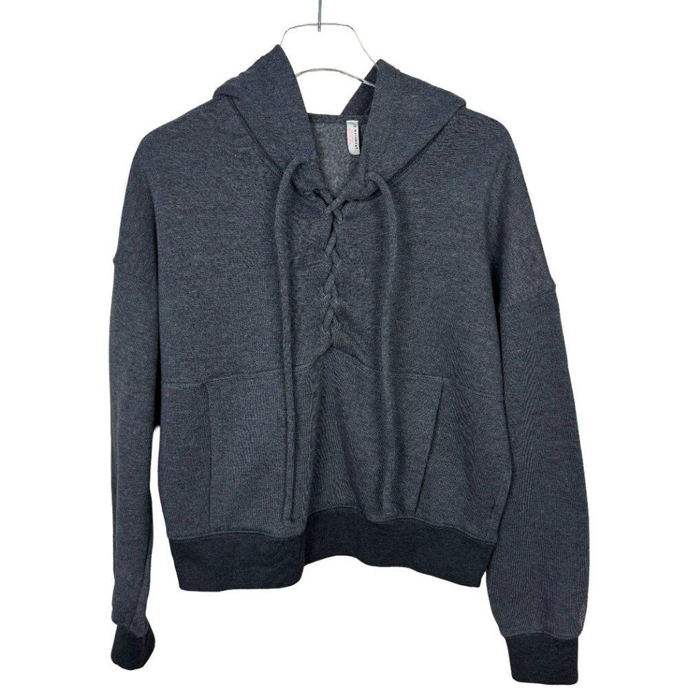Free People Movement Lace Up Hoodie Sweatshirt Women's Small Gray